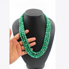 Emerald beryl box beads necklace 3 Layered Handmade Gemstone Beaded Necklace